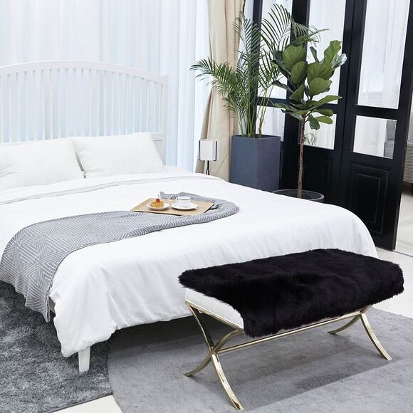 Soft Faux Fur Rug Indoor Fluffy Area Rugs Rectangle Floor Mat 2 x 3ft Black - Picture 6 of 6